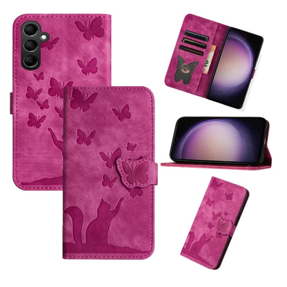 Butterfly Cat Embossing Flip Leather Phone Case