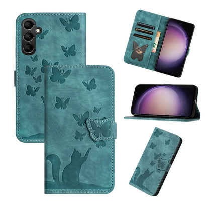 Butterfly Cat Embossing Flip Leather Phone Case