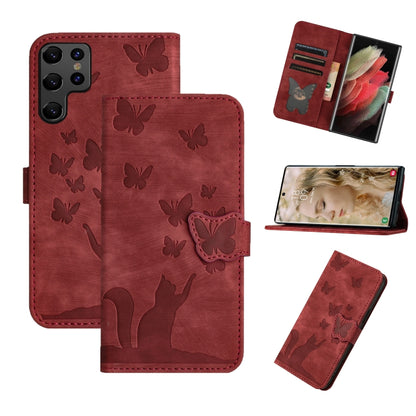 Butterfly Cat Embossing Flip Leather Phone Case
