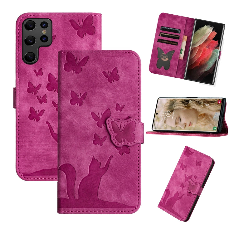 Butterfly Cat Embossing Flip Leather Phone Case