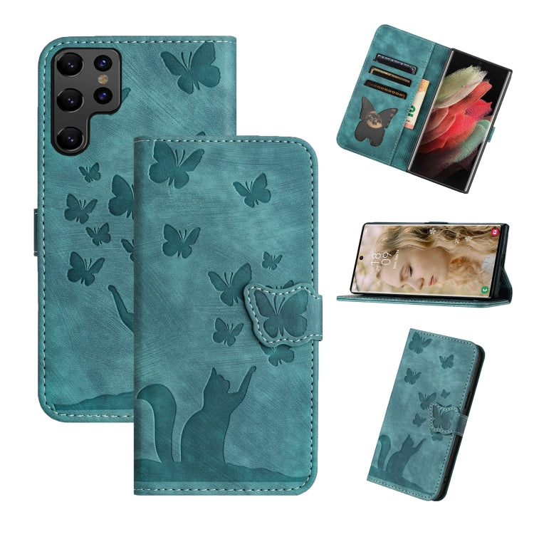 Butterfly Cat Embossing Flip Leather Phone Case