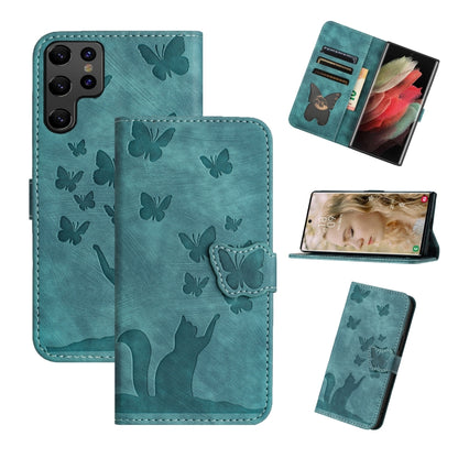 Butterfly Cat Embossing Flip Leather Phone Case