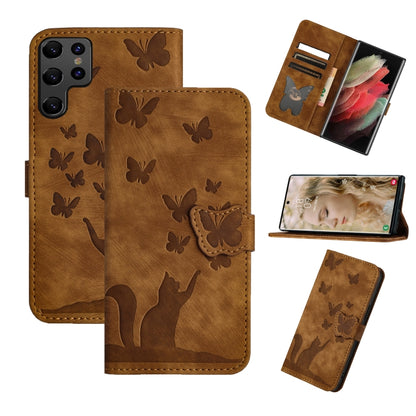 Butterfly Cat Embossing Flip Leather Phone Case