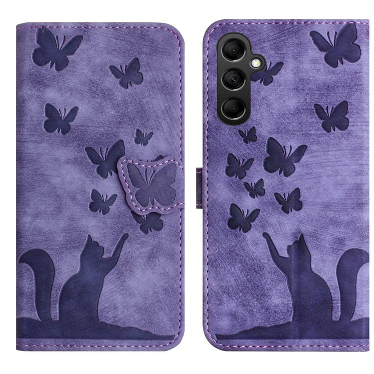 Butterfly Cat Embossing Flip Leather Phone Case