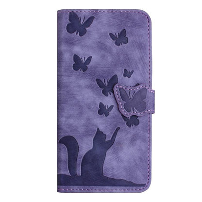 Butterfly Cat Embossing Flip Leather Phone Case