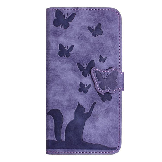 Butterfly Cat Embossing Flip Leather Phone Case