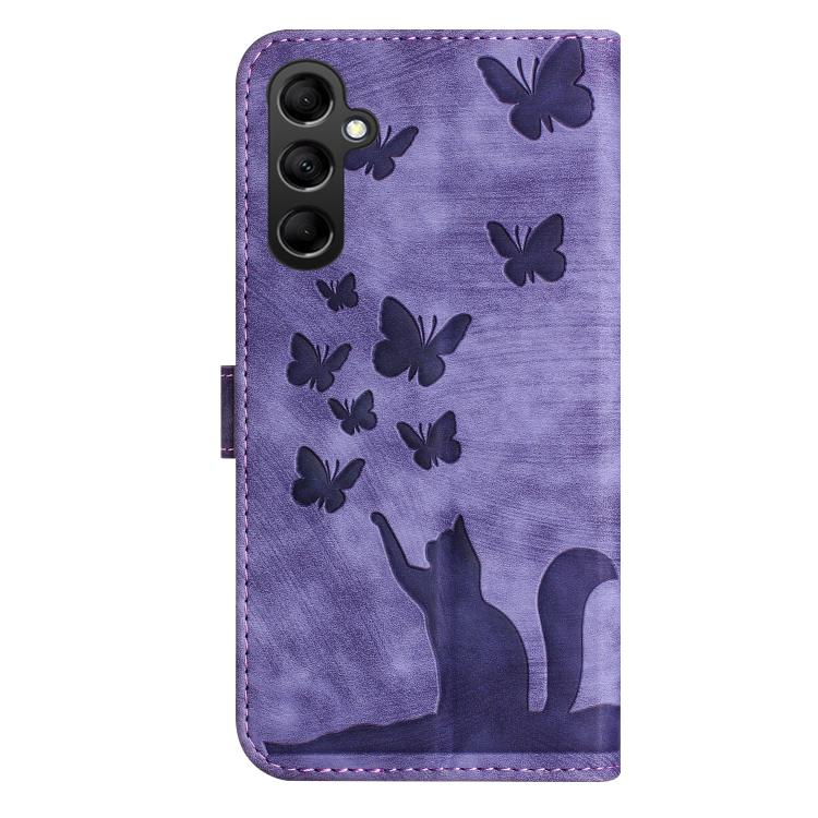 Butterfly Cat Embossing Flip Leather Phone Case