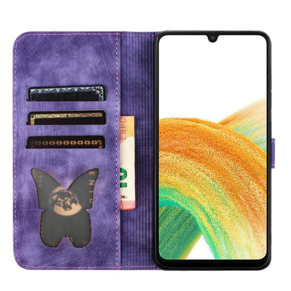 Butterfly Cat Embossing Flip Leather Phone Case