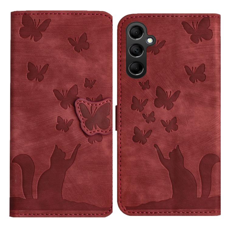 Butterfly Cat Embossing Flip Leather Phone Case