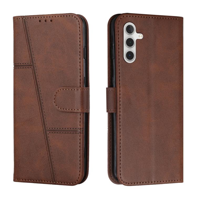 Stitching Calf Texture Buckle Leather Phone Case