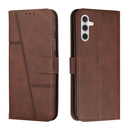 Stitching Calf Texture Buckle Leather Phone Case