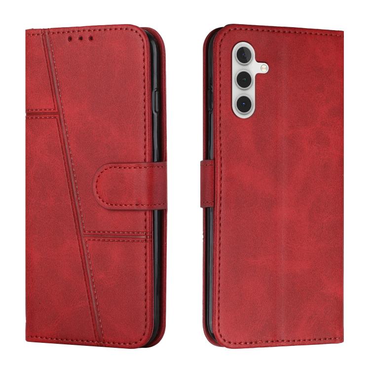 Stitching Calf Texture Buckle Leather Phone Case