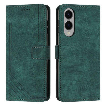 Skin Feel Stripe Pattern Leather Phone Case with Lanyard