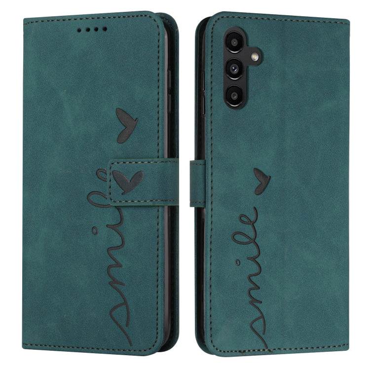 Skin Feel Heart Embossed Leather Phone Case with Long Lanyard