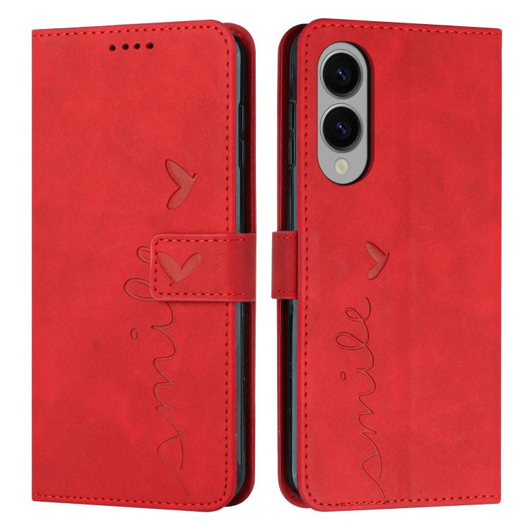 Skin Feel Heart Embossed Leather Phone Case with Long Lanyard
