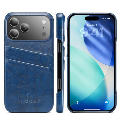 Fierre Shann Retro Oil Wax Texture Card Slots PU Leather Phone Case