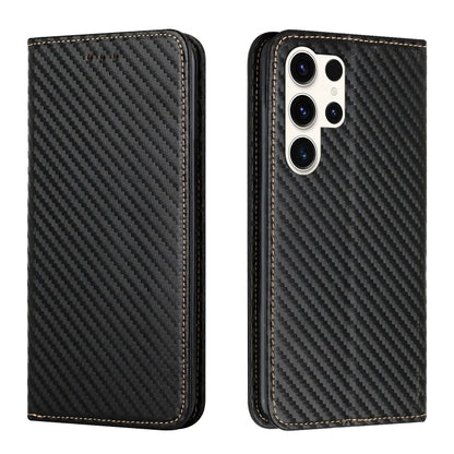 Carbon Fiber Texture Magnetic Flip Leather Phone Case