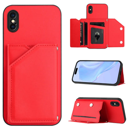Skin Feel Four Card Slots Phone Case with Wrist Strap