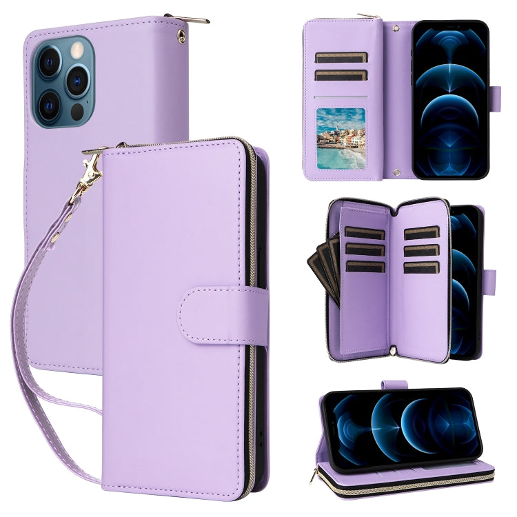 Nine-card Slots Zipper Wallet Bag Leather Phone Case