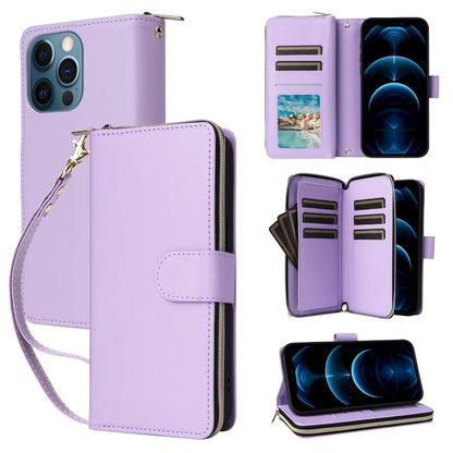 Nine-card Slots Zipper Wallet Bag Leather Phone Case