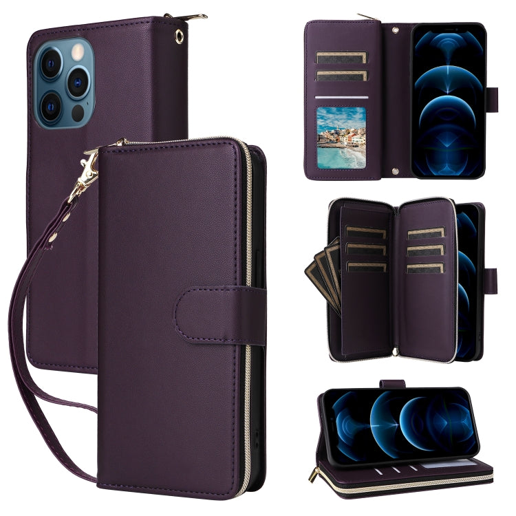 Nine-card Slots Zipper Wallet Bag Leather Phone Case
