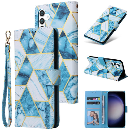 Marble Bronzing Stitching Leather Phone Case