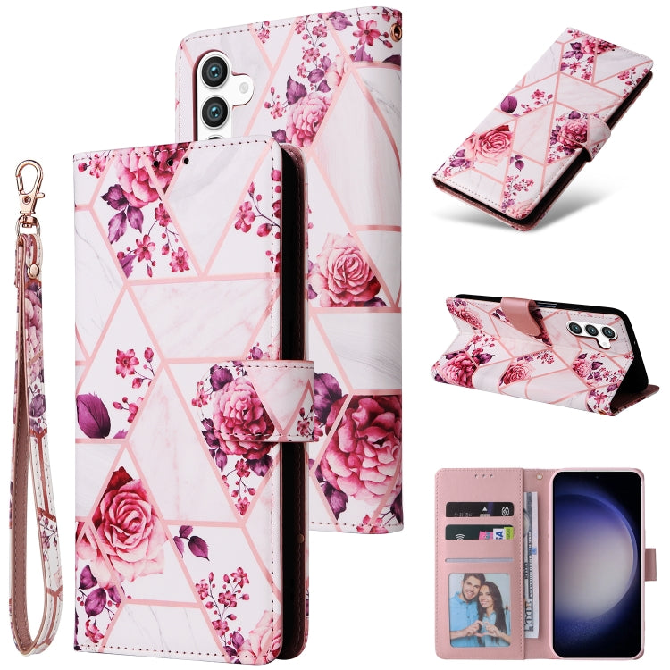 Marble Bronzing Stitching Leather Phone Case