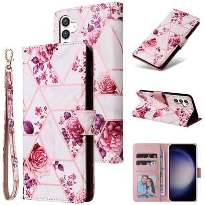 Marble Bronzing Stitching Leather Phone Case