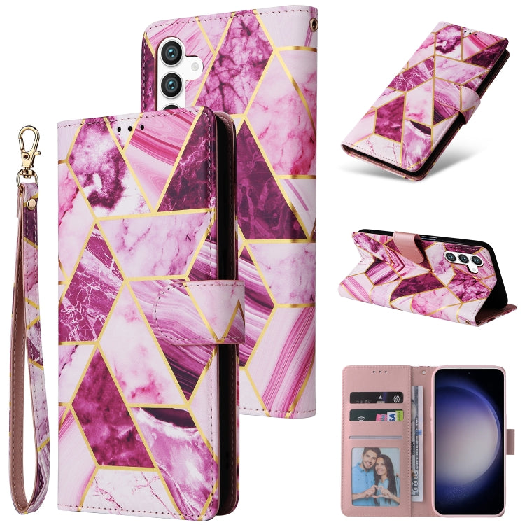Marble Bronzing Stitching Leather Phone Case