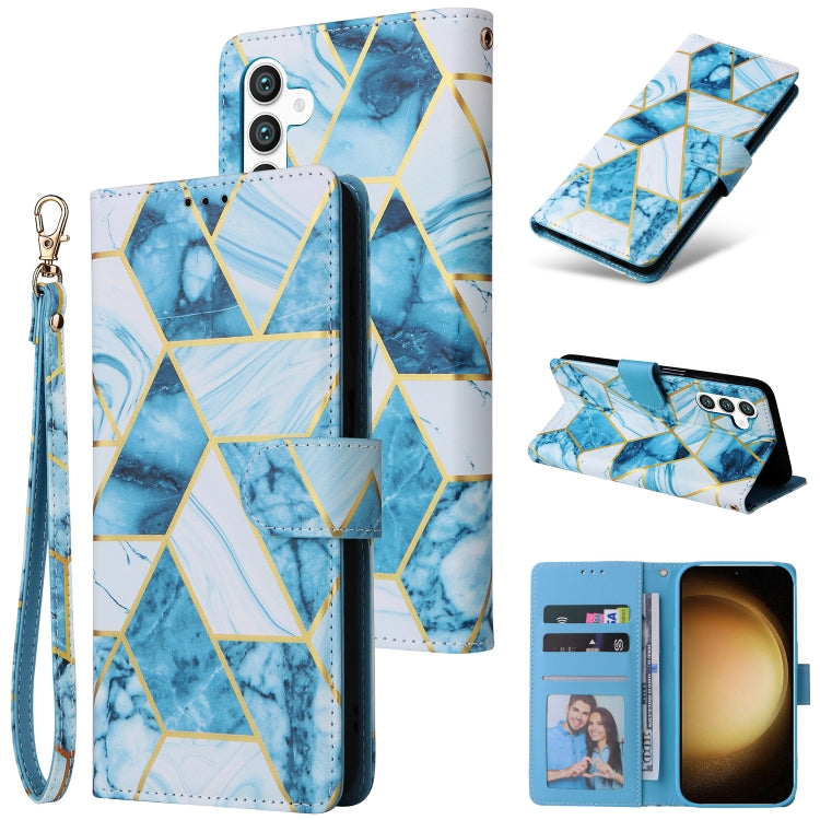 Marble Bronzing Stitching Leather Phone Case