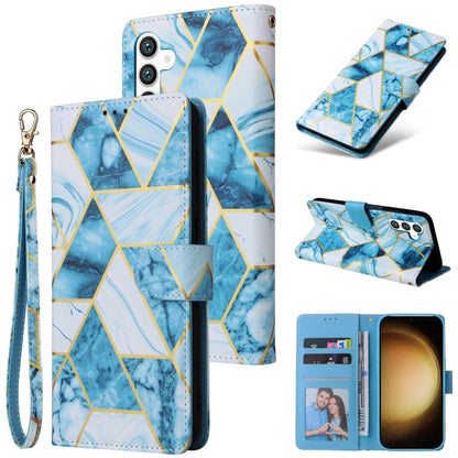 Marble Bronzing Stitching Leather Phone Case