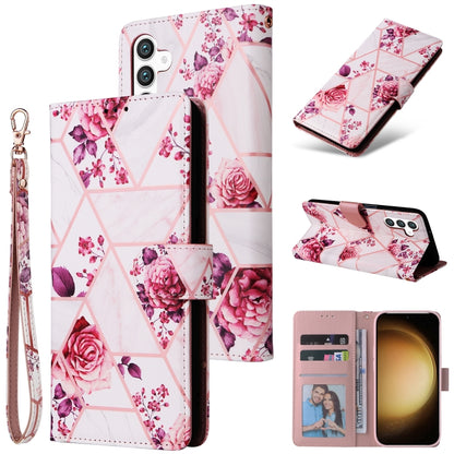Marble Bronzing Stitching Leather Phone Case