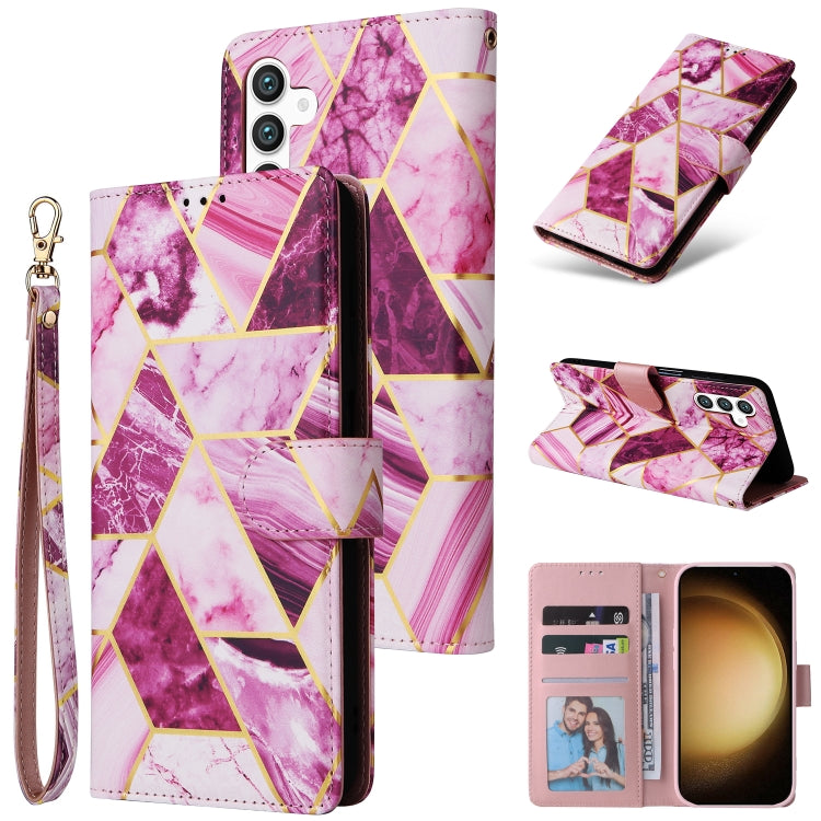 Marble Bronzing Stitching Leather Phone Case