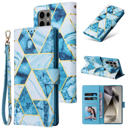 Marble Bronzing Stitching Leather Phone Case