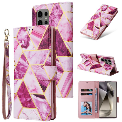 Marble Bronzing Stitching Leather Phone Case