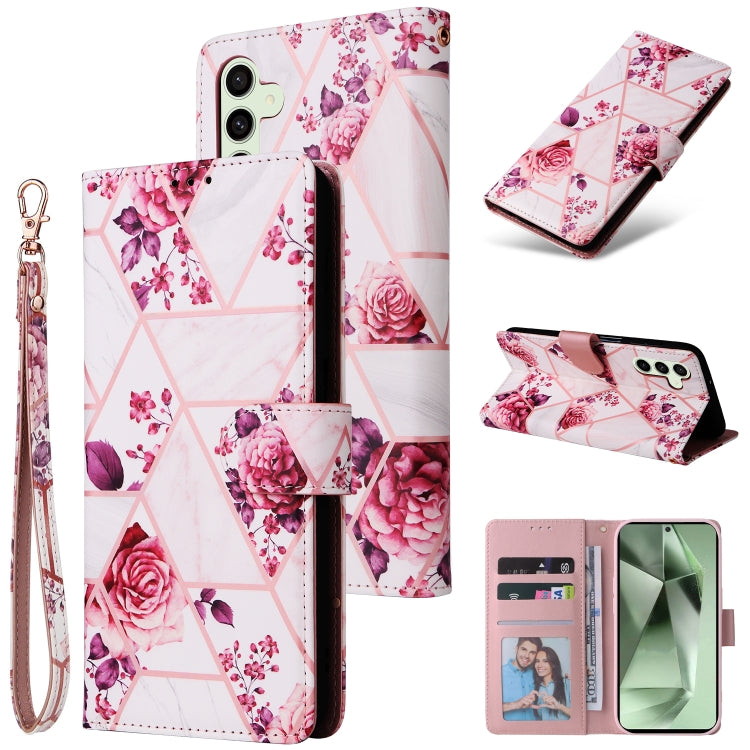 Marble Bronzing Stitching Leather Phone Case