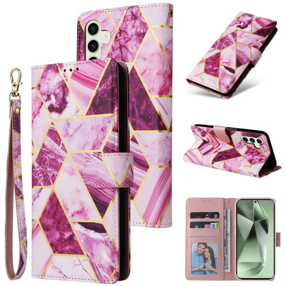Marble Bronzing Stitching Leather Phone Case