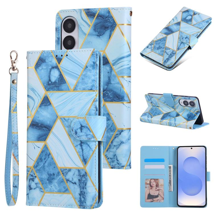 Marble Bronzing Stitching Leather Phone Case