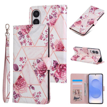 Marble Bronzing Stitching Leather Phone Case