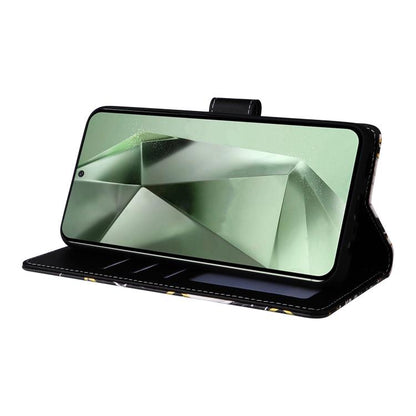 Marble Bronzing Stitching Leather Phone Case