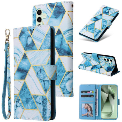 Marble Bronzing Stitching Leather Phone Case