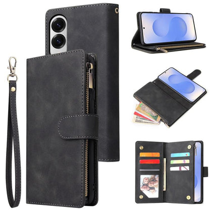 Multifunctional Frosted Zipper Wallet Leather Phone Case