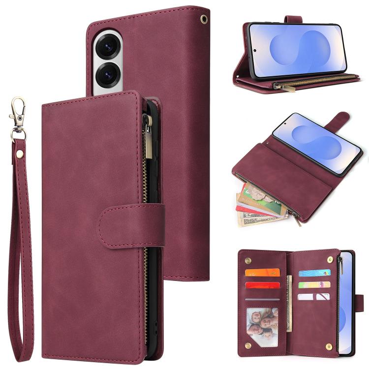 Multifunctional Frosted Zipper Wallet Leather Phone Case