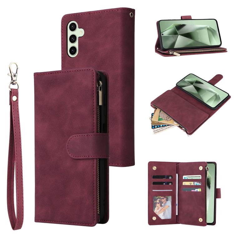 Multifunctional Frosted Zipper Wallet Leather Phone Case