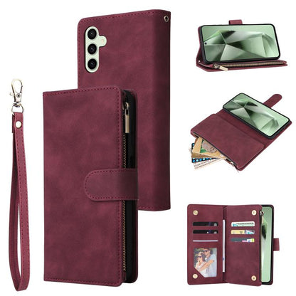 Multifunctional Frosted Zipper Wallet Leather Phone Case