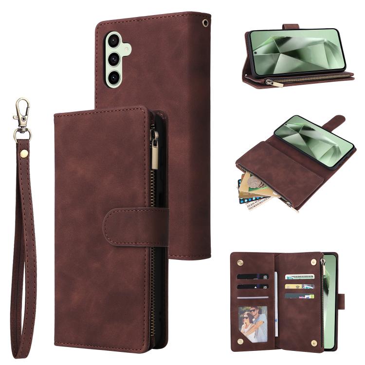 Multifunctional Frosted Zipper Wallet Leather Phone Case