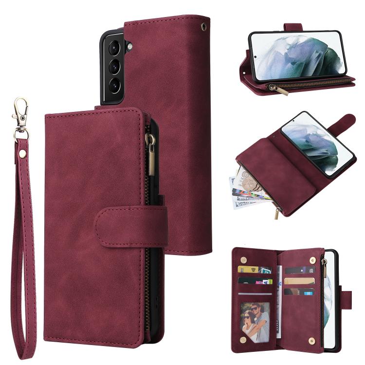 Multifunctional Frosted Zipper Wallet Leather Phone Case