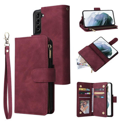 Multifunctional Frosted Zipper Wallet Leather Phone Case