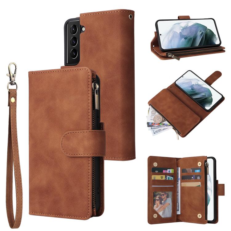Multifunctional Frosted Zipper Wallet Leather Phone Case