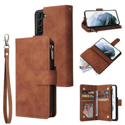 Multifunctional Frosted Zipper Wallet Leather Phone Case